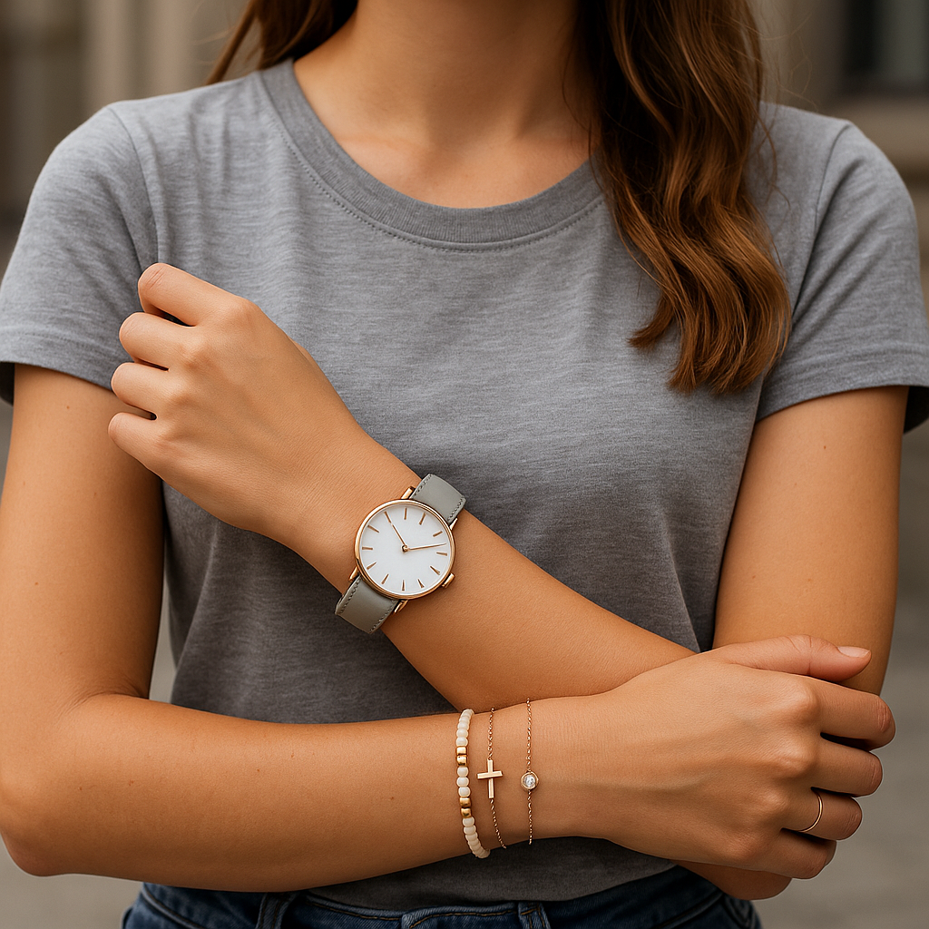 Casual weekend: leerband met kralenarmbanden