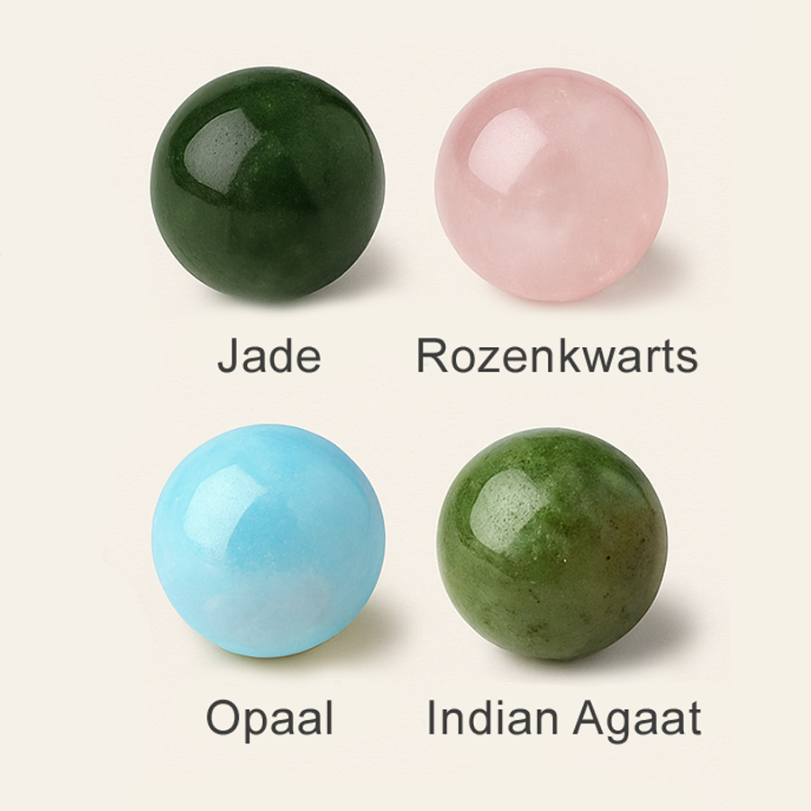 Jade, rozenkwarts, opaal en Indian agaat – kleurenpalet