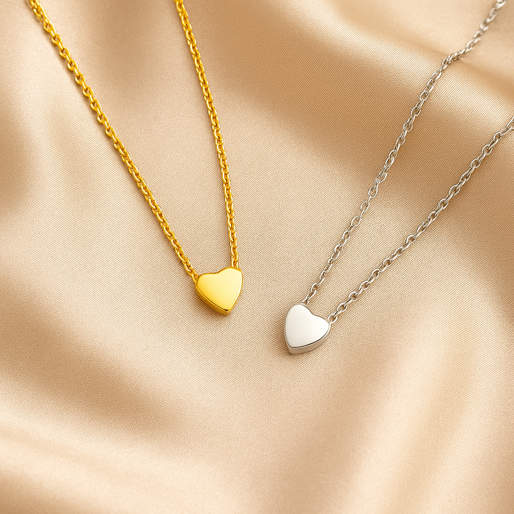 Hartjes kettingen – hart hanger in zilverkleurig, goudkleurig, 925 zilver