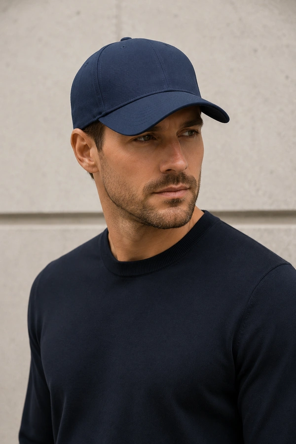 Heren Accessoire gedragen als navy katoenen Cap bij casual outfit