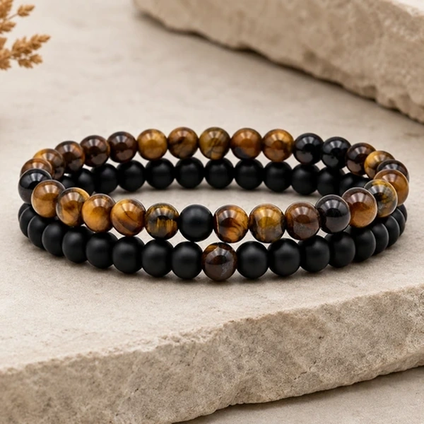 Heren Sieraden met leer edelstaal natuursteen en touw