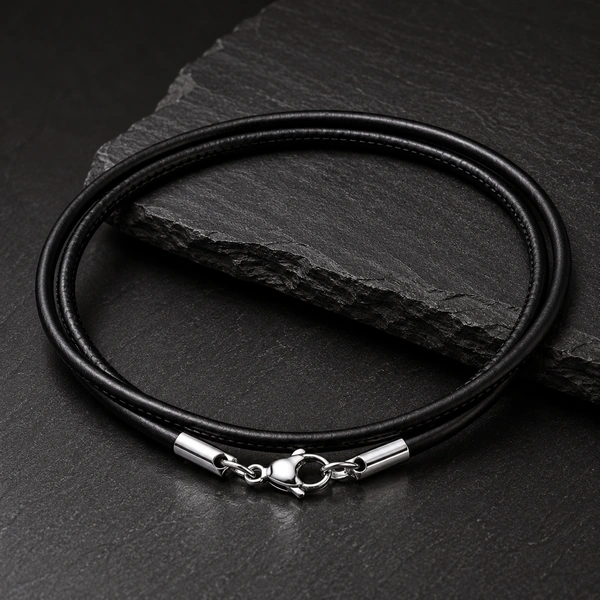 Zwarte leren Koord Ketting voor Heren van 2mm