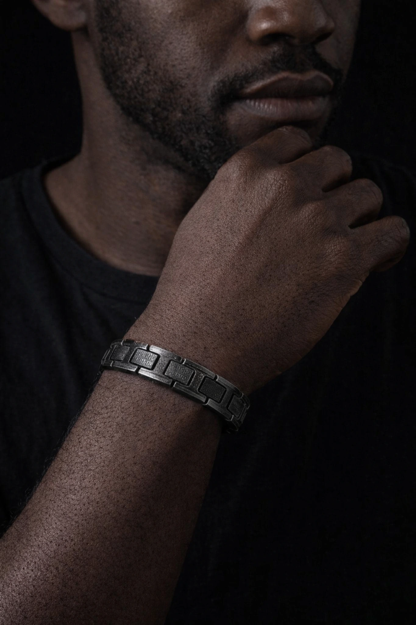 Mendes magnetische herenarmband in edelstaal en keramiek