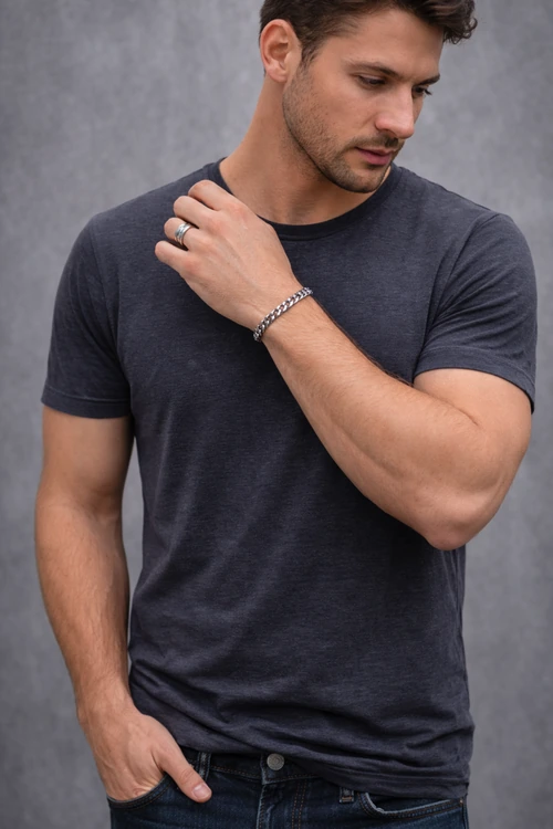 Stalen Heren Armband in zwart gecoat edelstaal (PVD) met strakke schakel-look