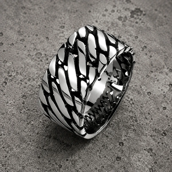 Multicolor Stalen Ring voor Heren met rubber details