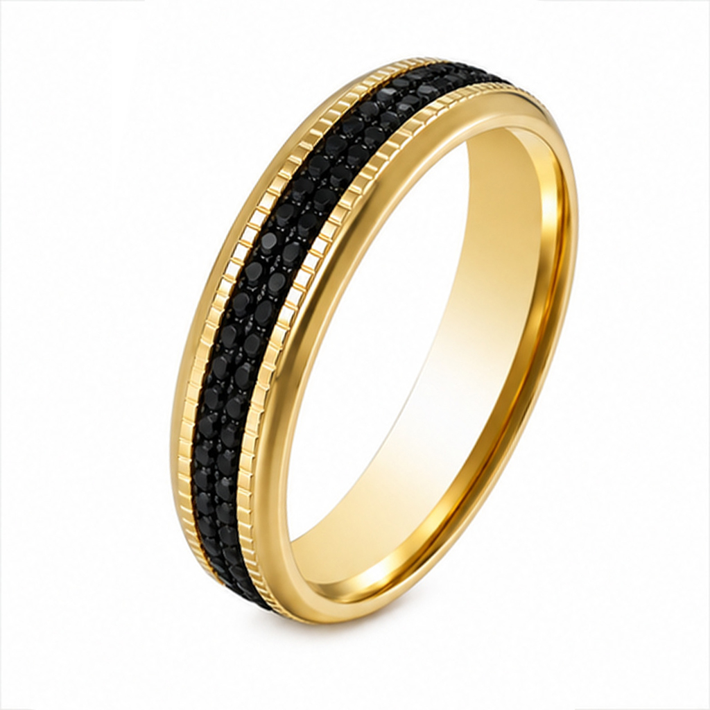Cilla Jewels Goudkleurige Damesring 6mm met Zwarte Zirkonia - 19mm