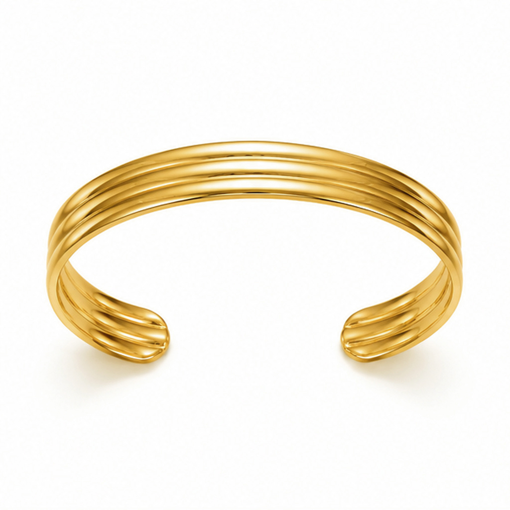 Cilla Jewels Goudkleurige Open Damesarmband met Meervoudig Ribbelprofiel