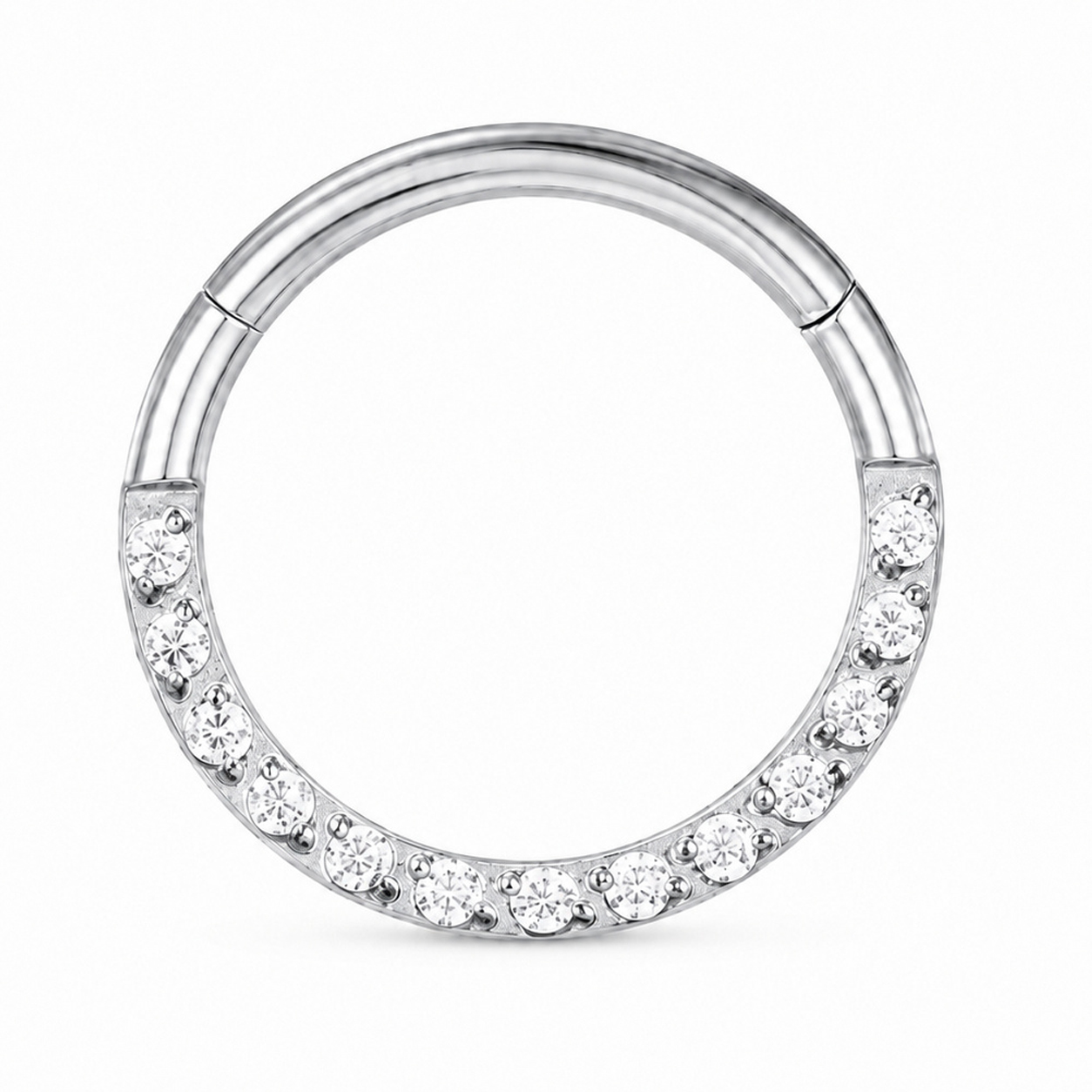 Cilla Jewels Zilverkleurige Damesneusring met Clickersluiting en Witte Zirkonia
