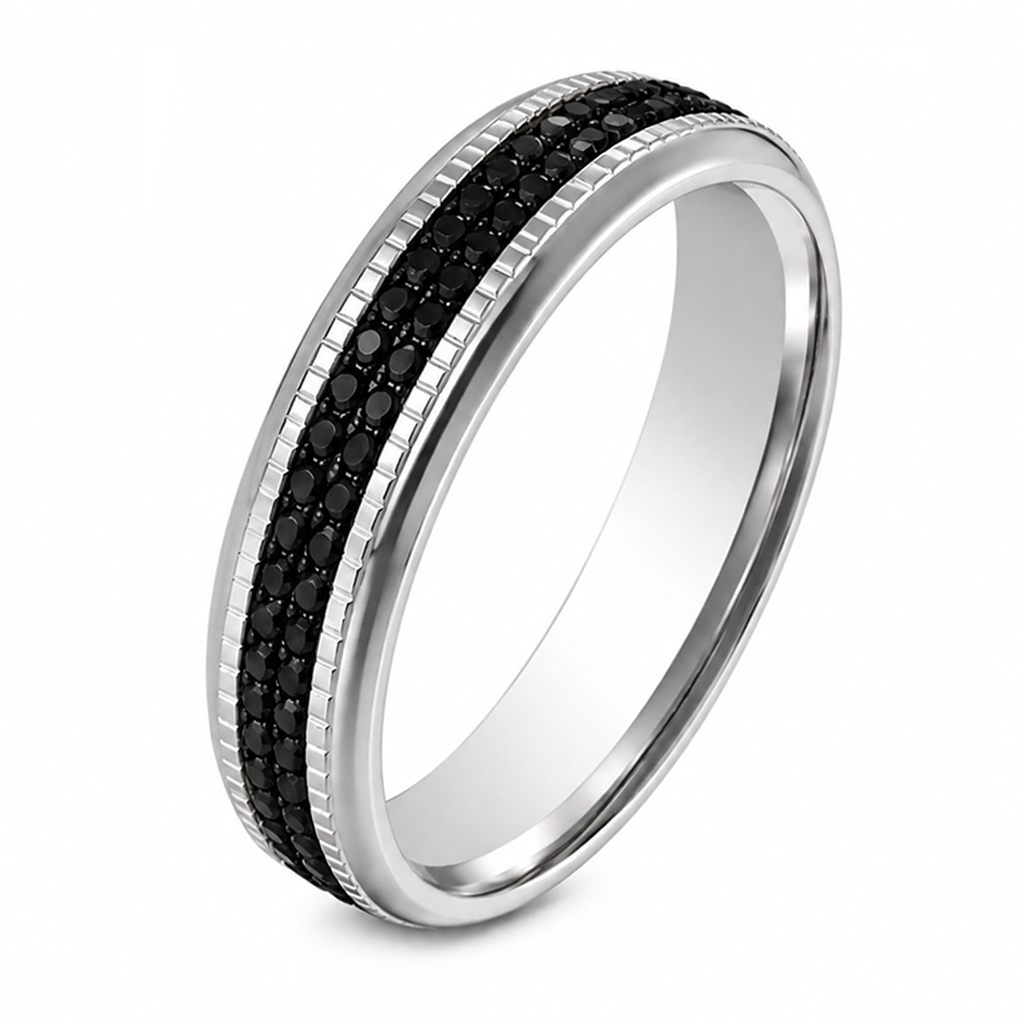 Cilla Jewels Zilverkleurige Damesring 6mm met Zwarte Zirkonia - 18mm