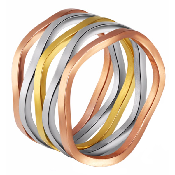 Cilla Jewels dames ring edelstaal Trio color-16mm afbeelding 1