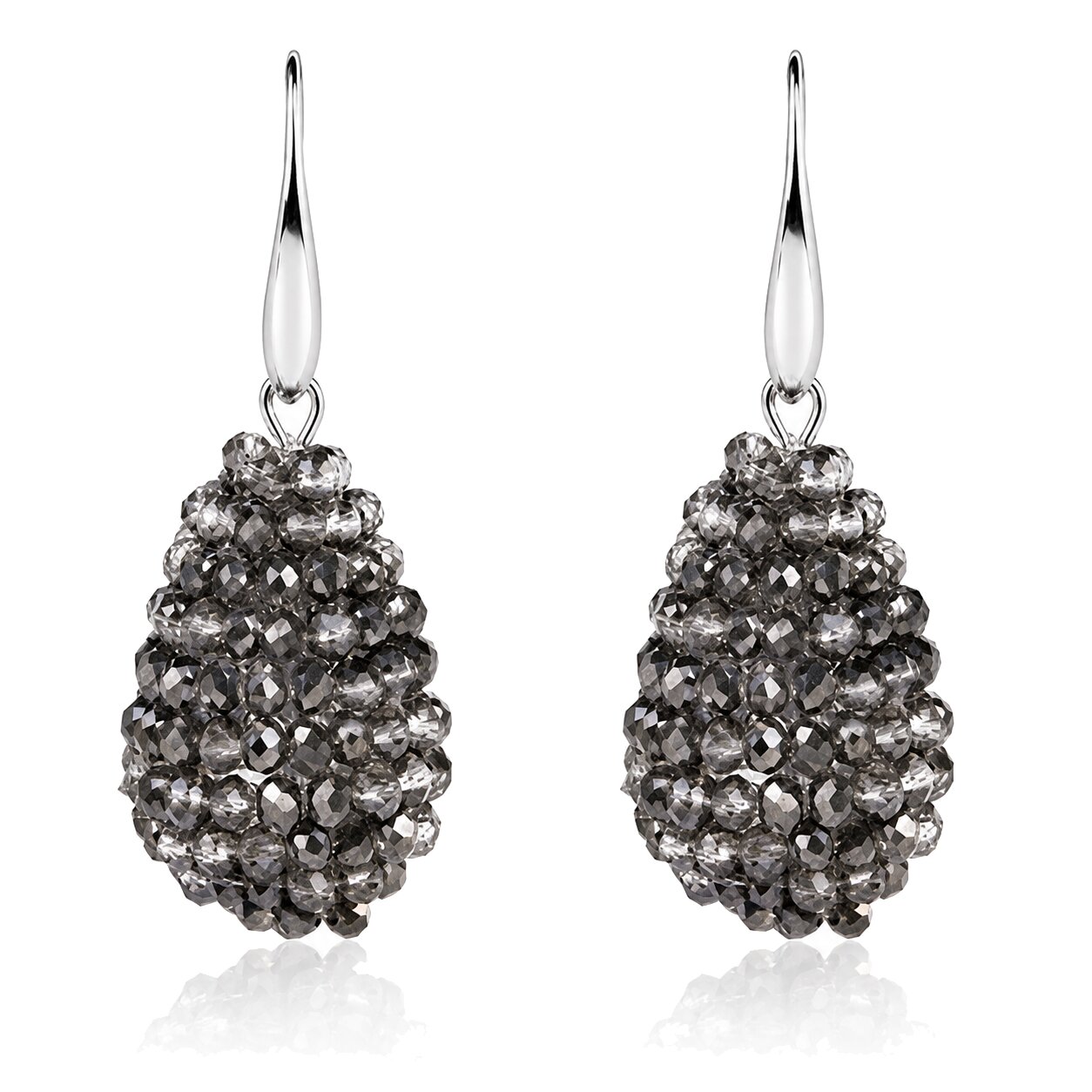Cilla Jewels Druppel oorhangers Kristal Antraciet