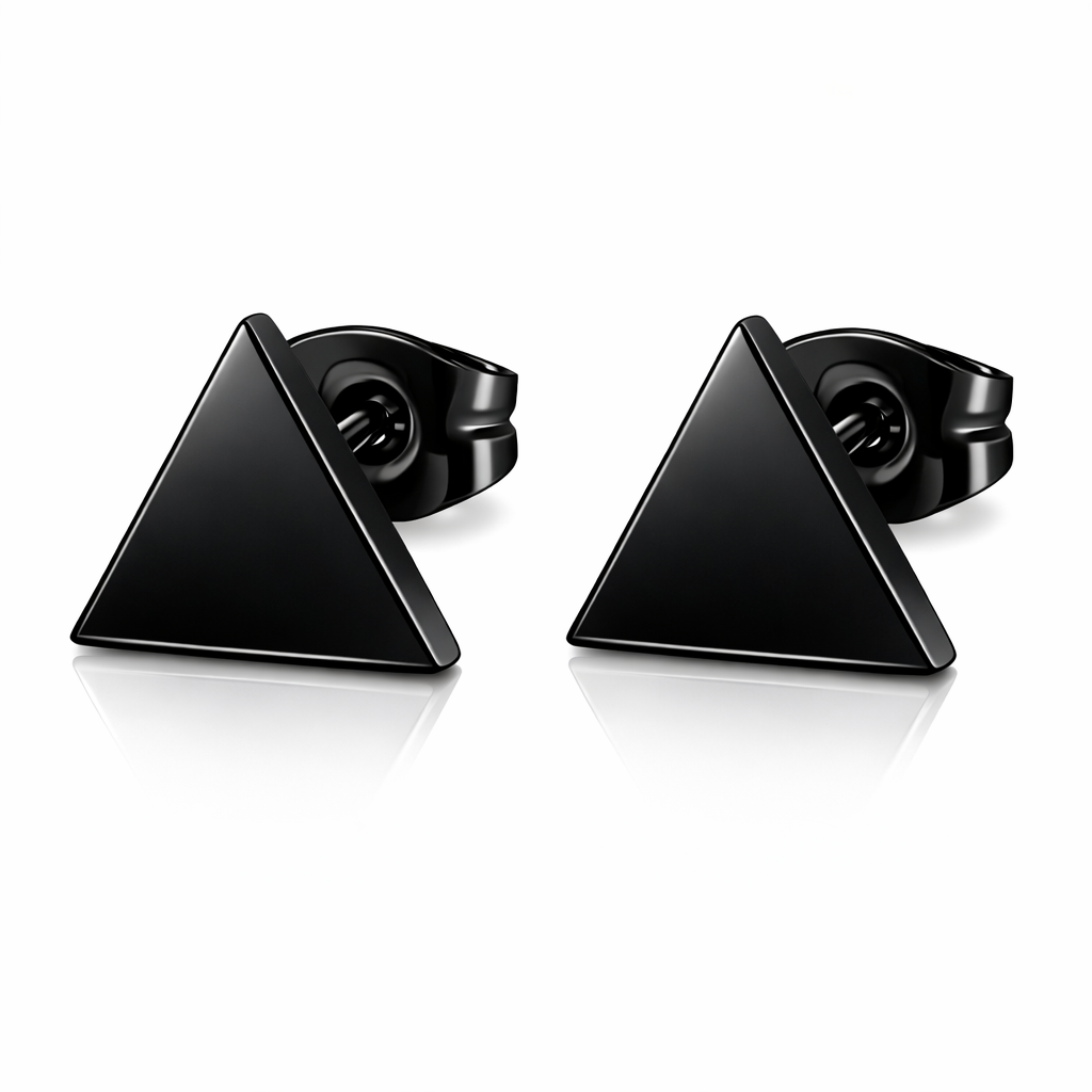 Cilla Jewels oorknoppen Edelstaal Driehoek Zwart