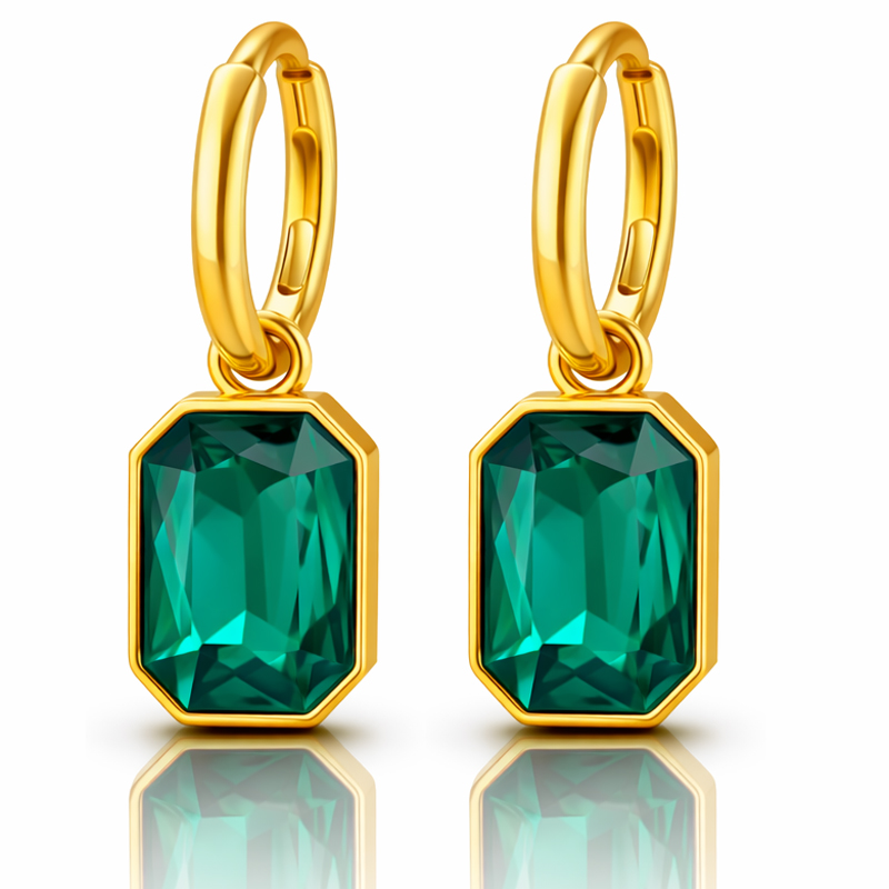 Cilla Jewels Oorringen Goudkleurig Groen Kristal