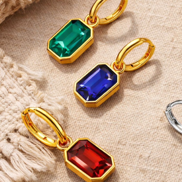 Cilla Jewels Oorringen Goudkleurig Blauw Kristal afbeelding 3