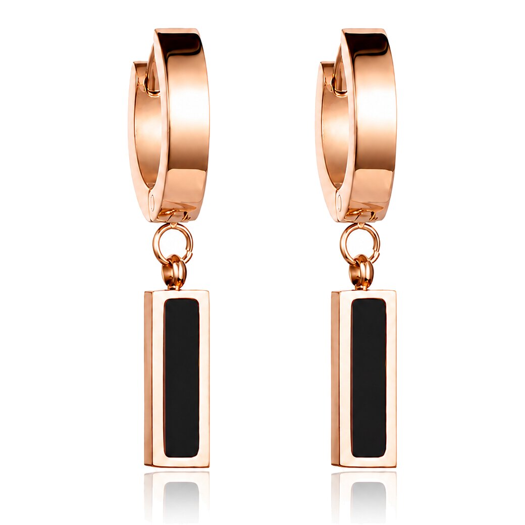 Cilla Jewels oorringen Titanium Rose met Zwart