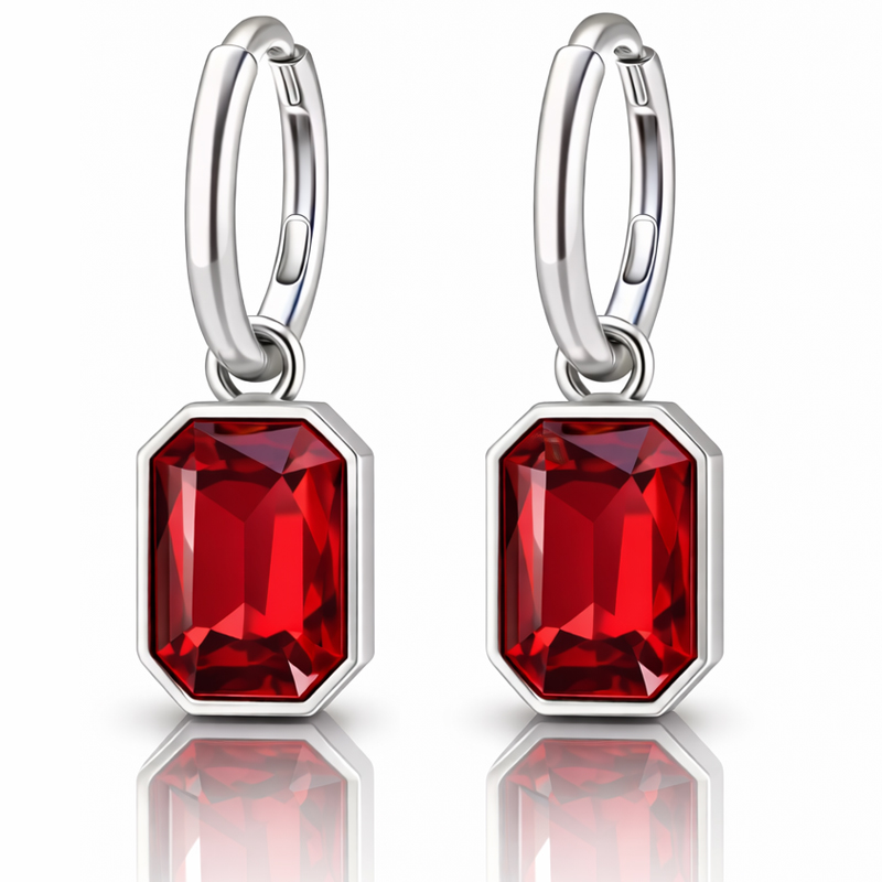 Cilla Jewels Oorringen Zilverkleurig Rood Kristal