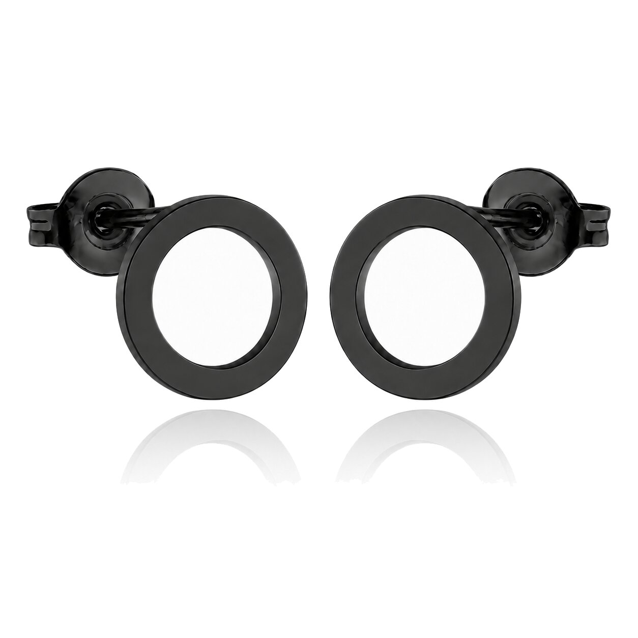 Cilla Jewels oorstekers Edelstaal Open Circle Zwart