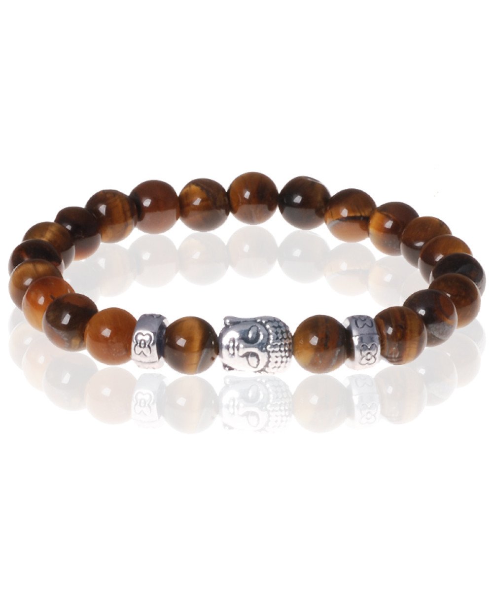 Fonkelnieuw Heren kralen armband Tigereye Buddha Silver HM-31