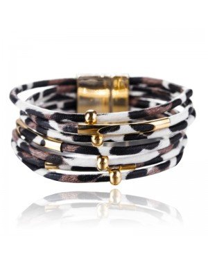 Dierenprint multilayer dames armband in de kleuren goud en bruin