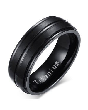 Titanium heren ring Zwart 8mm
