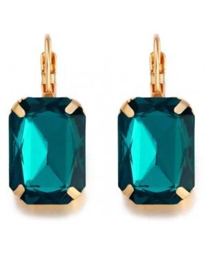 Goudkleurige oorbellen voor dames met een grote turquoise steen