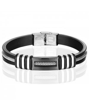 Siliconen armband LGT Jewels RVS Zwart Zilverkleurig