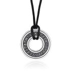 Amulet Ketting Odin - Ronde Circel met Noorse Tekens Zilver