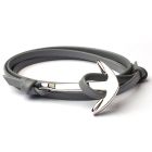 Anker armband leren koord grijs met zilver