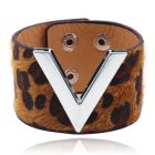 Brede Dames Armband Verstelbaar Dierenprint Zilver en Donkerbruin