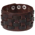 Bruine geweven leren armband heren