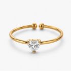 Cilla Jewels Goudkleurige Verstelbare Damesring met Witte Hartvormige Zirkonia