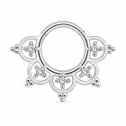Cilla Jewels Zilverkleurige Septum Clicker met Witte Zirkonia en Bloemmotief