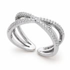 Cilla Jewels Zilverkleurige Verstelbare Damesring met Kruisende Zirkoniabanden