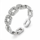 Cilla Jewels Zilverkleurige Verstelbare Damesring met Rechthoekige Schakels en Witte Zirkonia