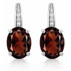 Cilla Jewels 925 Zilveren Oorbellen met Grote Rode Garnet Steen