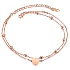 Cilla Jewels Dames Dubbele Enkelband met Hart Rose