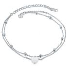 Cilla Jewels Dames Dubbele Enkelband met Hart Zilverkleurig