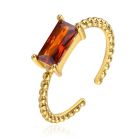 Cilla Jewels Vergulde Ring met Langwerpige Oranjerode Zirkonia