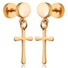Cross Stud oorbellen Titanium Goudkleurig