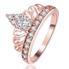 Dames Ring Edelstaal Rose Verguld met Kroon en Zirkonia Stenen