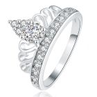 Dames Ring Edelstaal Verzilverd met Kroon en Zirkonia Stenen