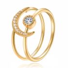 Dames Ring Goudkleurig Edelstaal met Maan en Zirkonia Steen