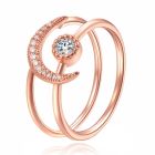 Dames Ring Rose kleurig Edelstaal met Maan en Zirkonia Steen