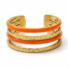 Deja Jewels Goudkleurige Brede Verstelbare Damesring met Oranje Banddetails