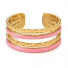 Deja Jewels Goudkleurige Brede Verstelbare Damesring met Roze Banddetails