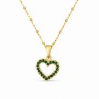 Deja Jewels Goudkleurige Dames Ketting met Open Hart en Groene Zirkonia