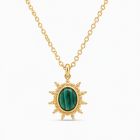 Deja Jewels Goudkleurige Dames Ketting met Ronde Groene Zonhanger