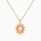 Deja Jewels Goudkleurige Dames Ketting met Ronde Roze Zonhanger