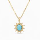 Deja Jewels Goudkleurige Dames Ketting met Ronde Turquoise Zonhanger