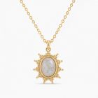Deja Jewels Goudkleurige Dames Ketting met Ronde Witte Zonhanger